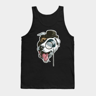 Hipster Pit Bull With Bowler Hat Monocle Tank Top